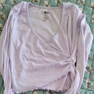 SO Women's Light Purple Wrap Long Sleeve Top
